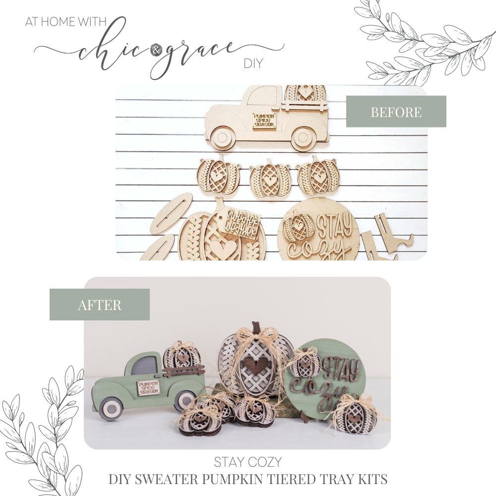Fall DIY Sweater Pumpkins Tiered Tray Kit