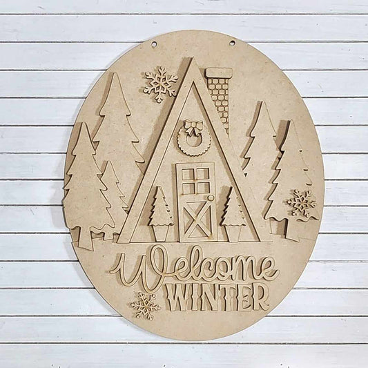 Winter Cabin DIY Door/Post Hanger Sign DIY Kit