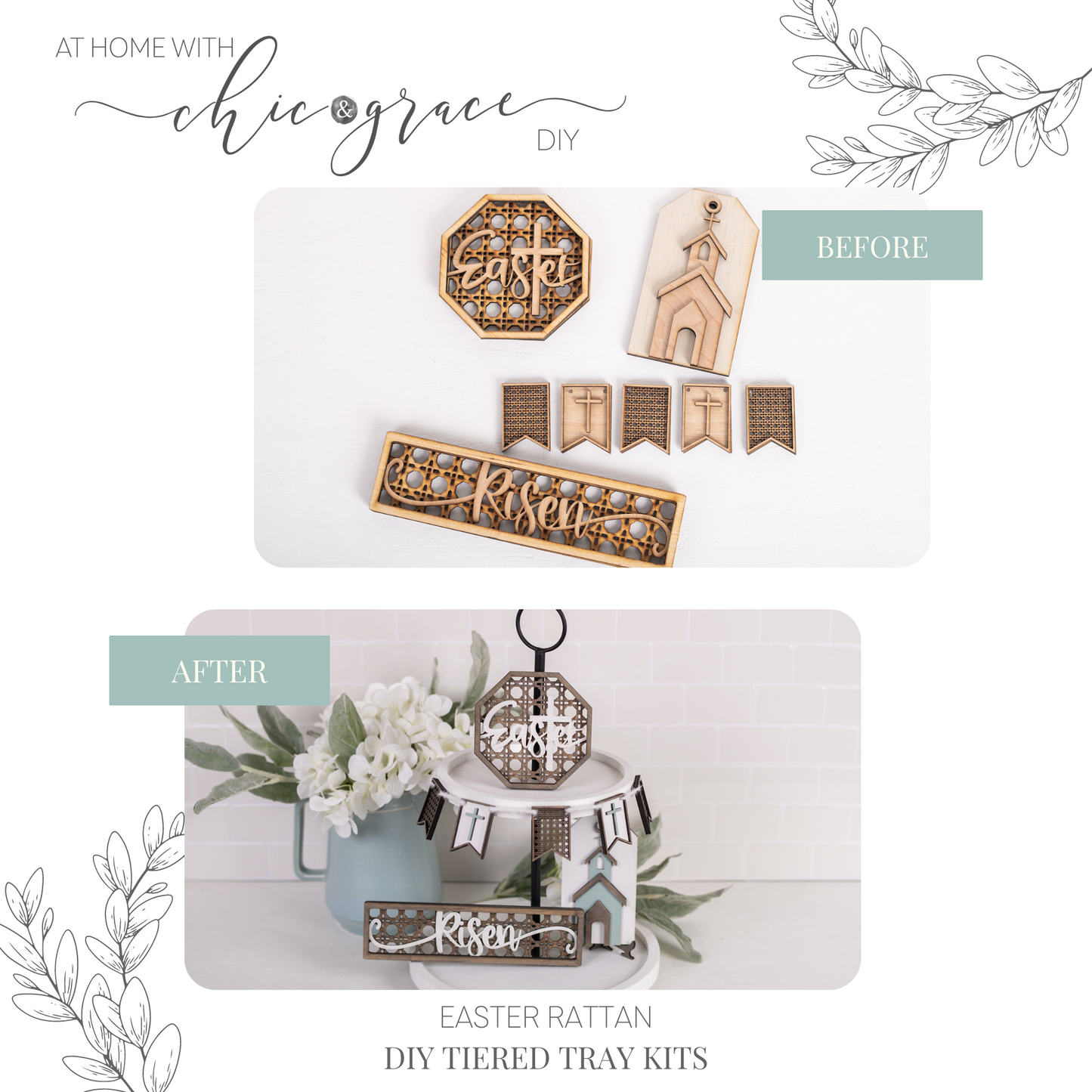 DIY Easter Tiered Tray Kit - Rattan