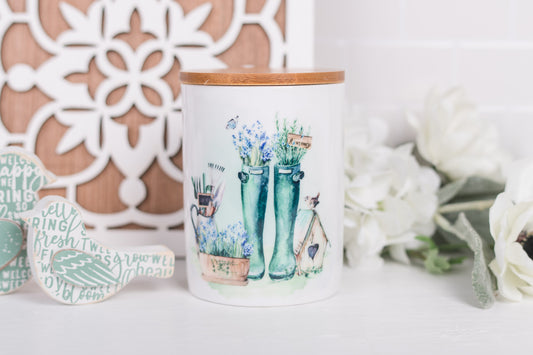 Country Garden Bathroom Jar - Medium