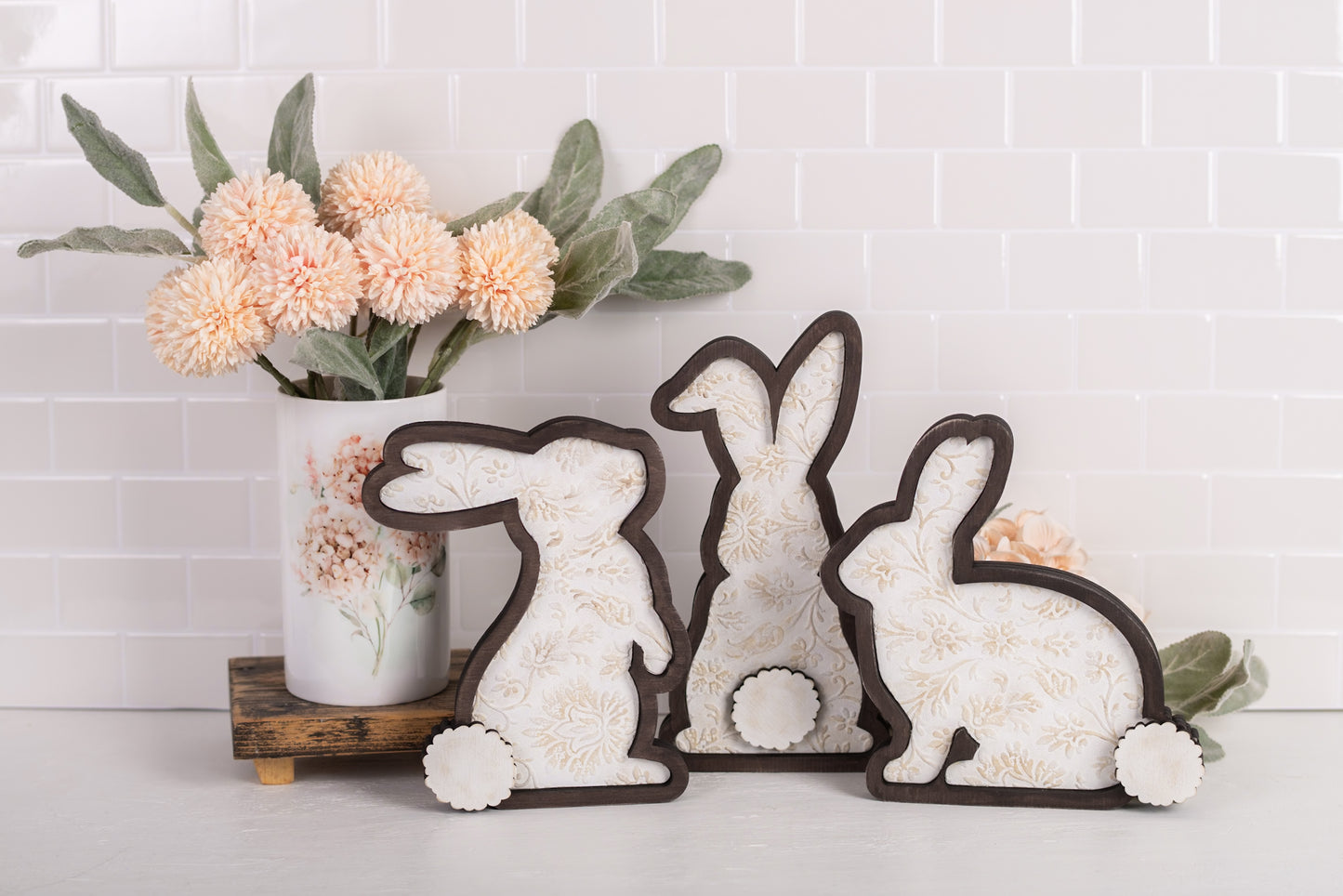 Wooden Bunny Trio