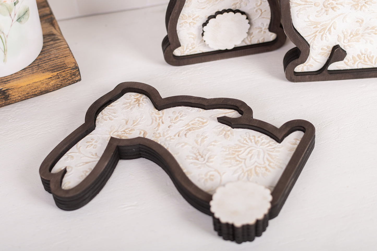 Wooden Bunny Trio
