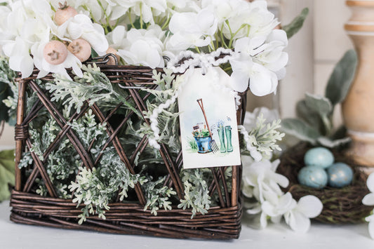 Autumn Blessings - Pumpkins & Birdhouse Decor Tag (lg)