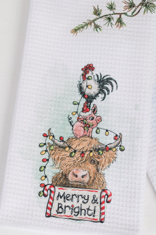 Whimsical Barnyard Christmas Tea Towels