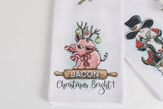 Whimsical Barnyard Christmas Tea Towels