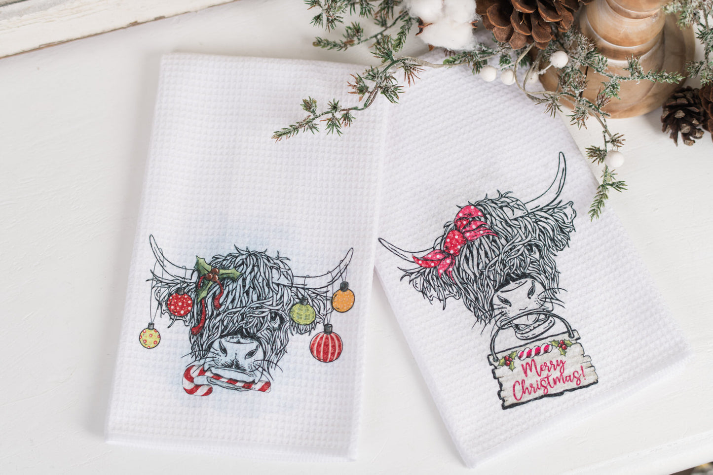 Whimsical Barnyard Christmas Tea Towels