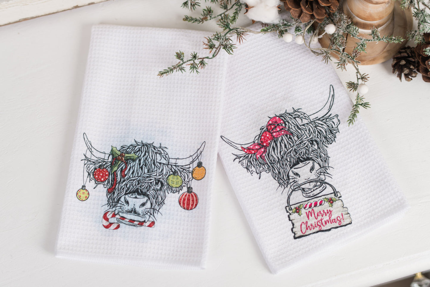Whimsical Barnyard Christmas Tea Towels