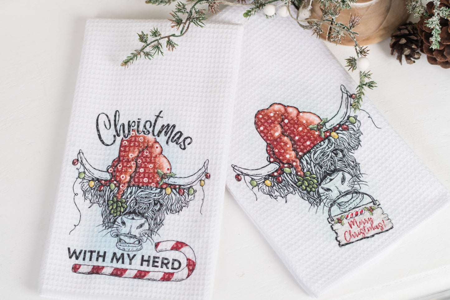 Whimsical Barnyard Christmas Tea Towels