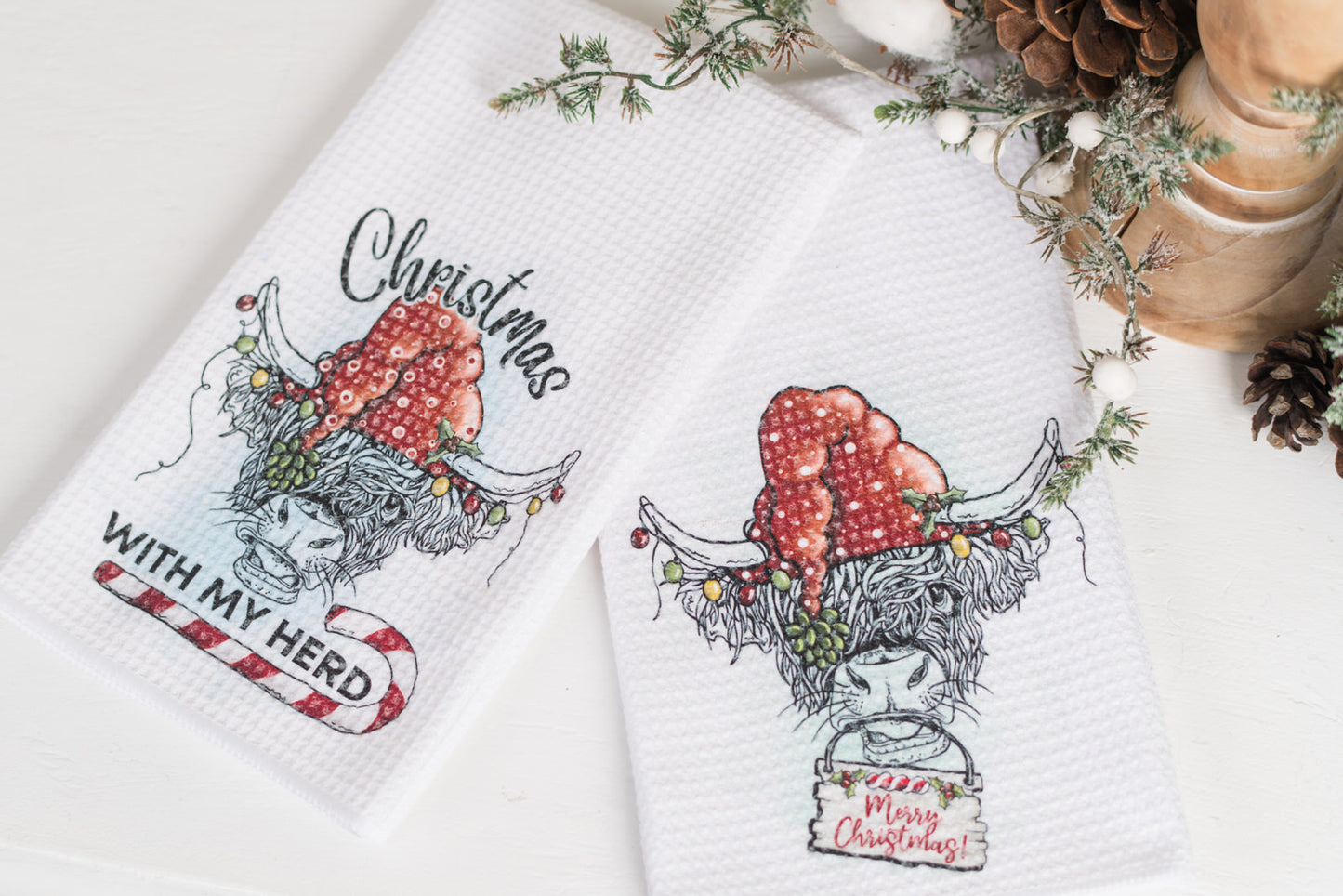 Whimsical Barnyard Christmas Tea Towels
