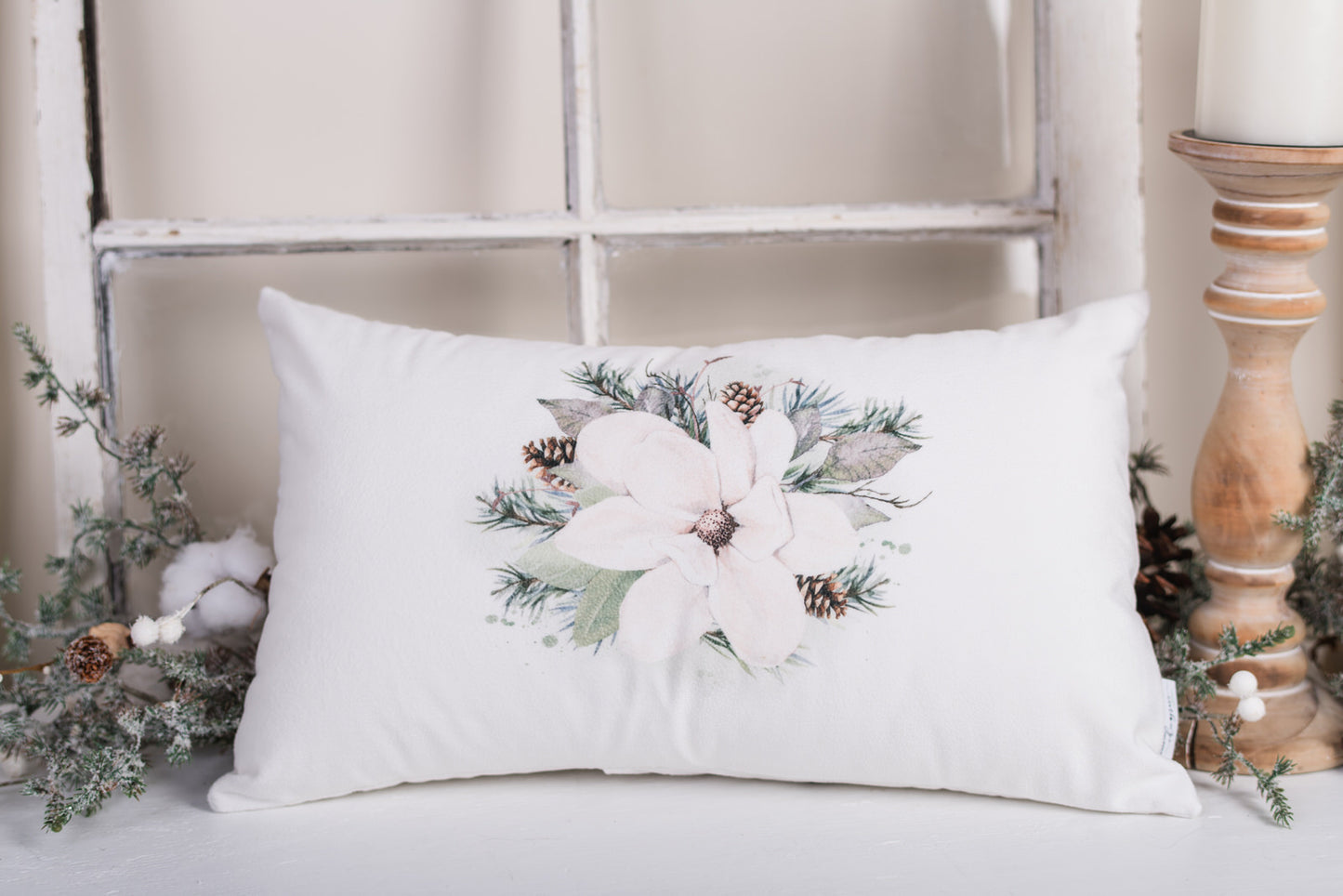 Magnolia Christmas Pillow Cover