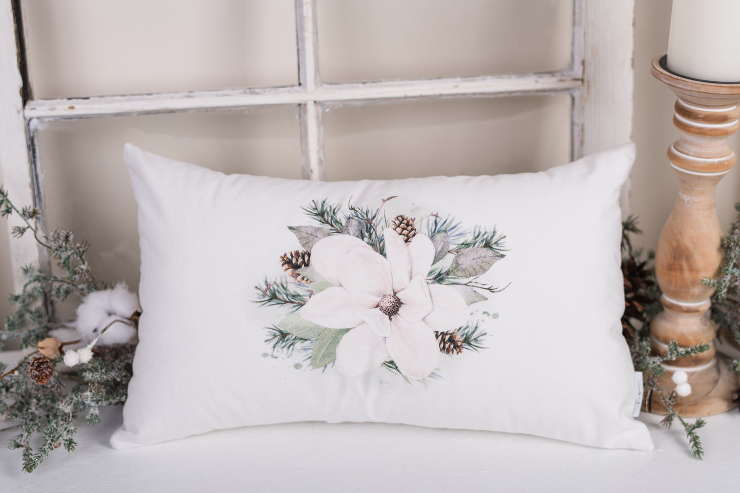 Magnolia Christmas Pillow Cover
