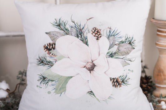 Magnolia Christmas Pillow Cover
