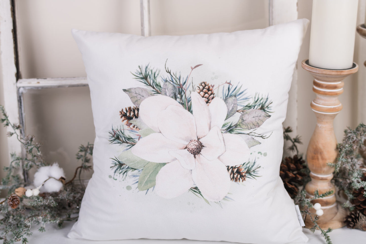 Magnolia Christmas Pillow Cover