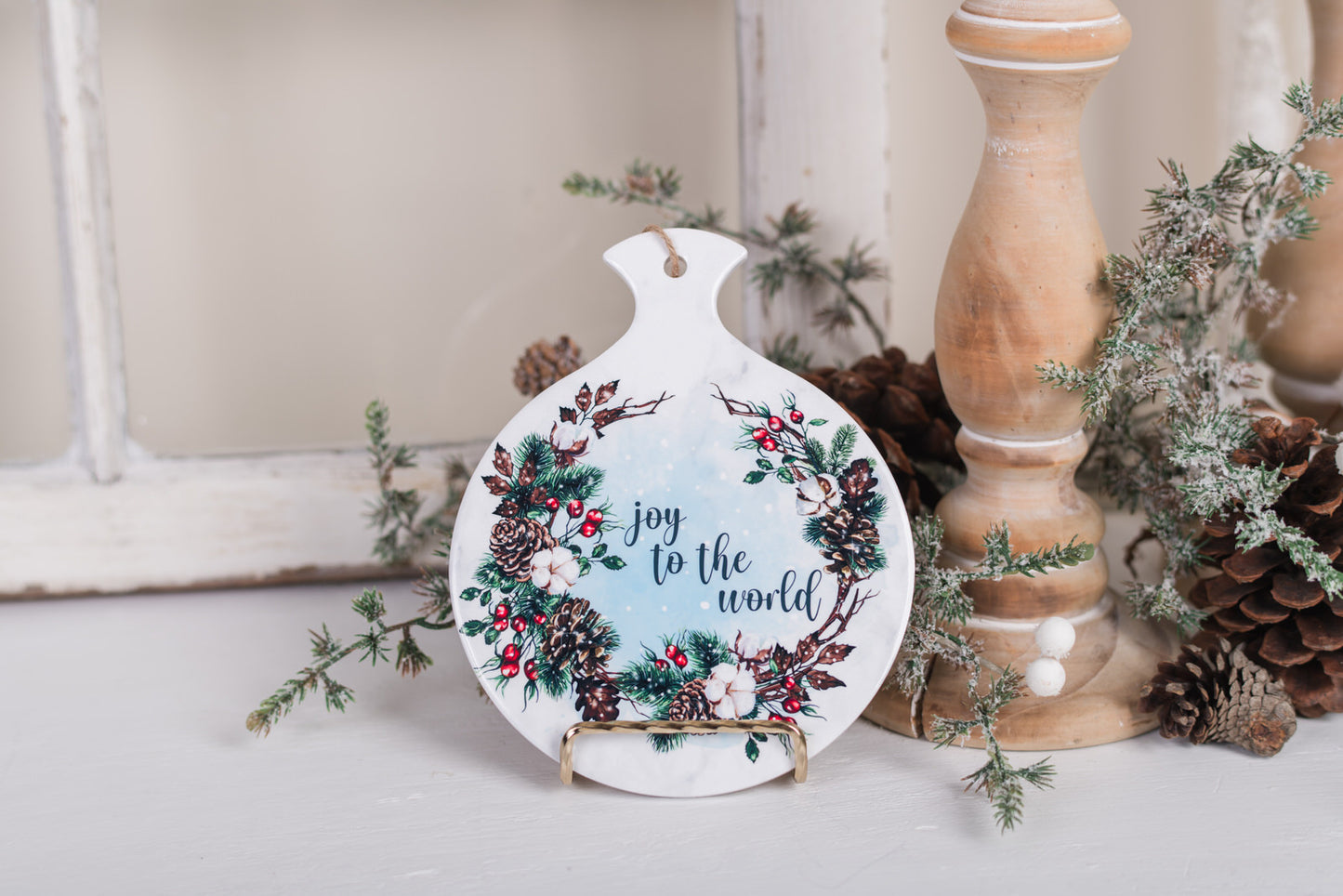 Cozy kitchen Christmas spoon rest with red, green, and brown tones