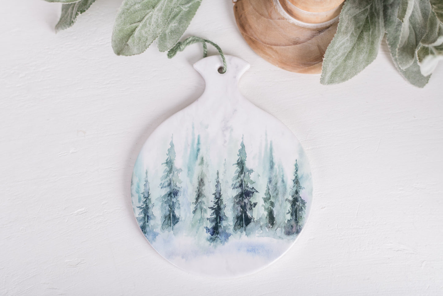 Winter woodland spoon rest with snowy pine design