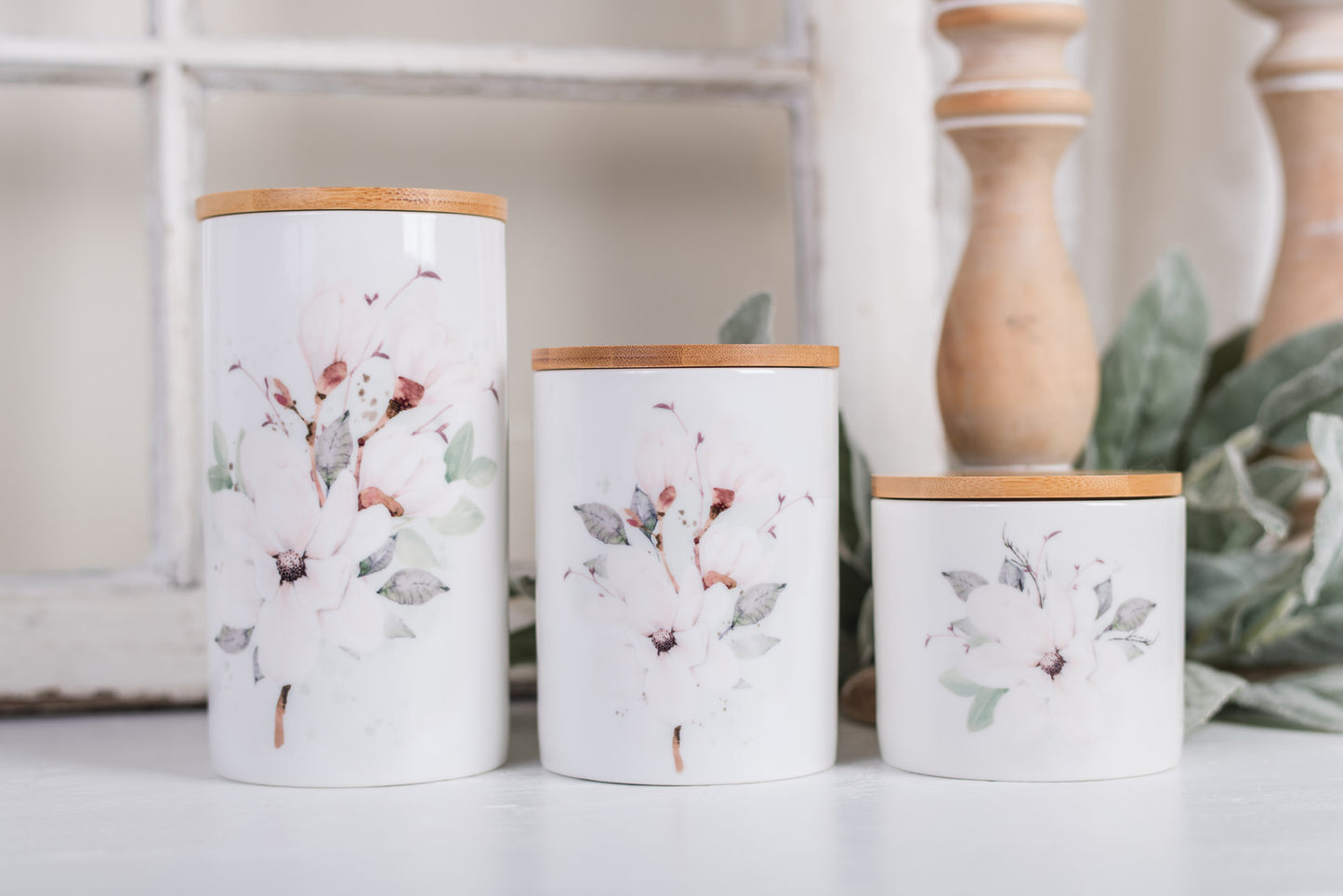 Magnolia Bathroom Jar - Medium