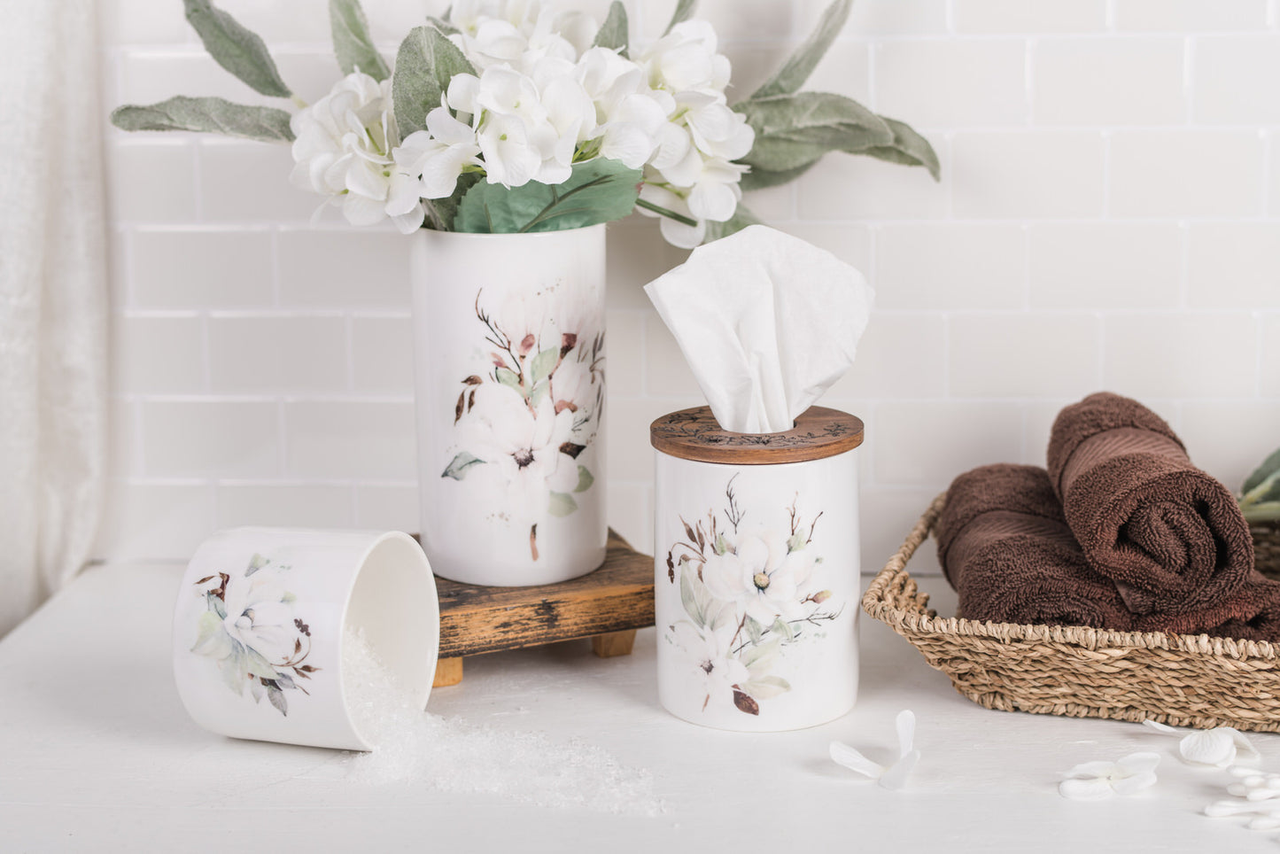 Spring Botanical Bathroom Jar - Large