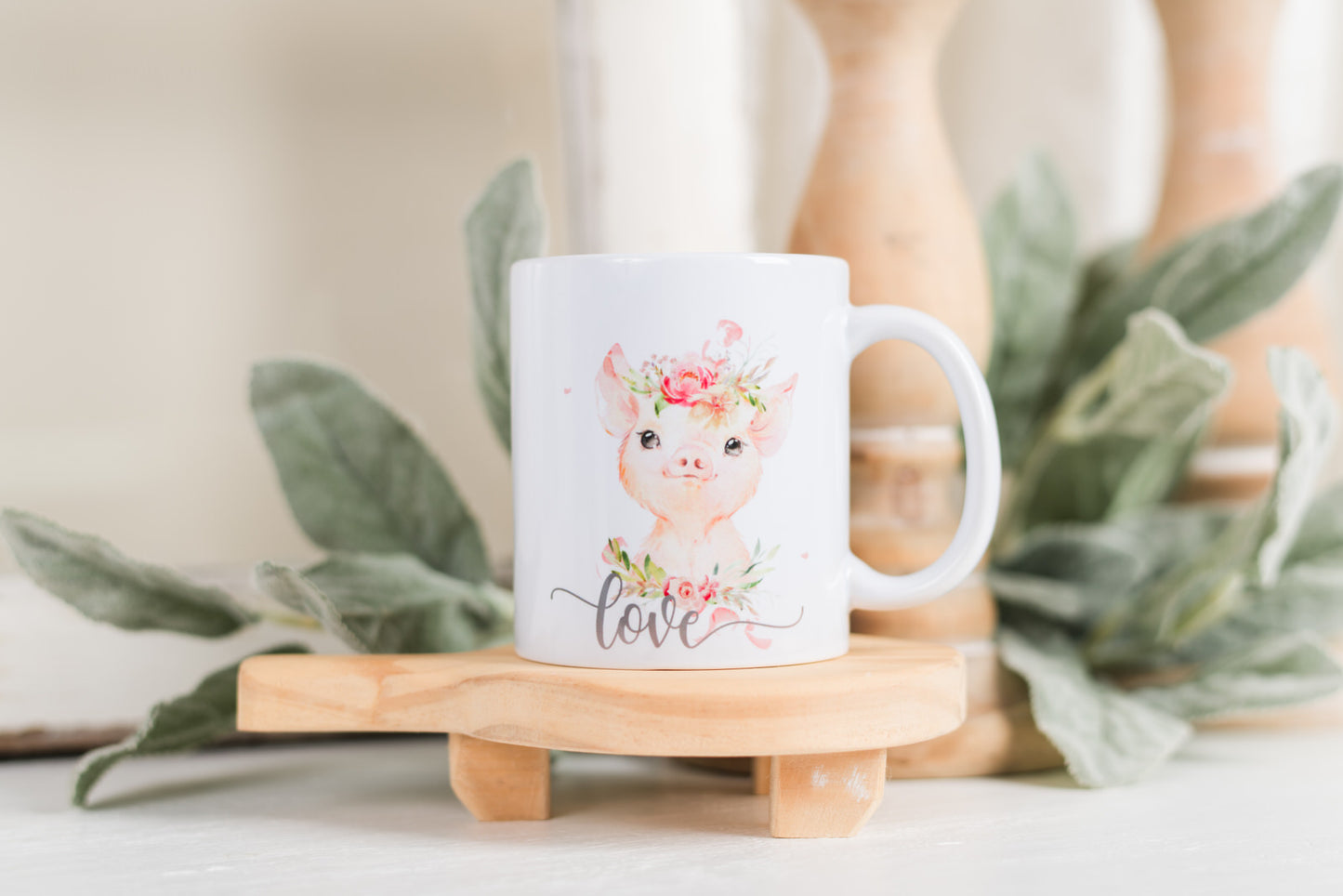 Whimsical Valentine Coffee Mug - Piggy