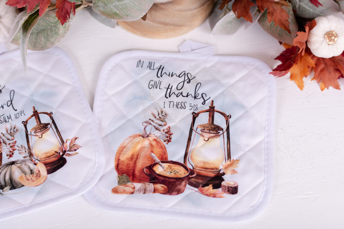 Cozy Autumn Pot Holders - Give Thanks