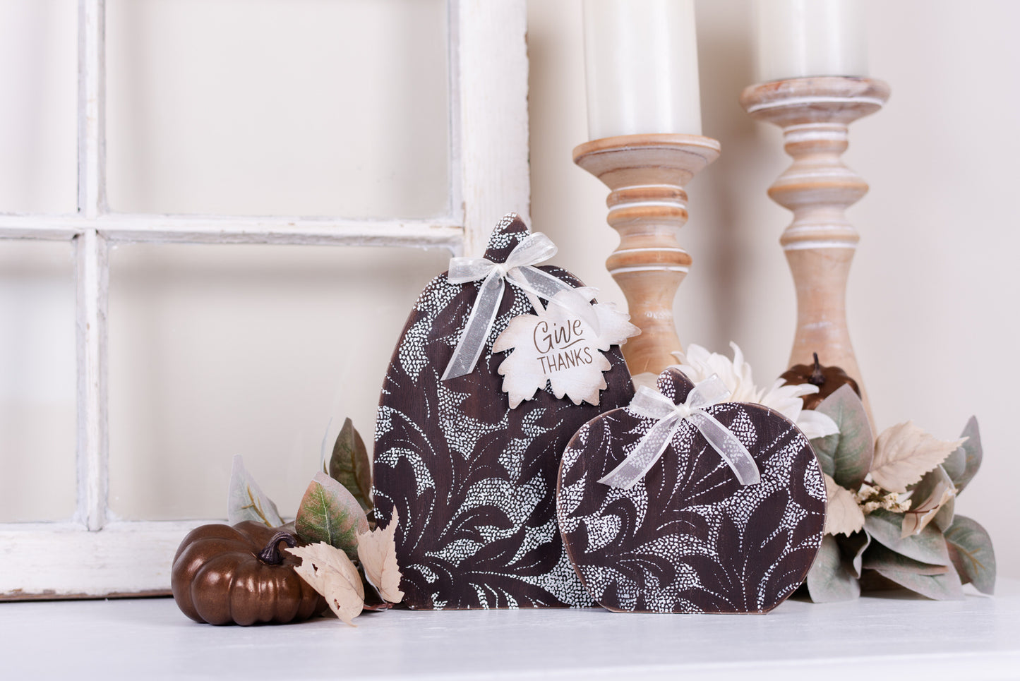 Woodland Wooden Pumpkins - Give Thanks
