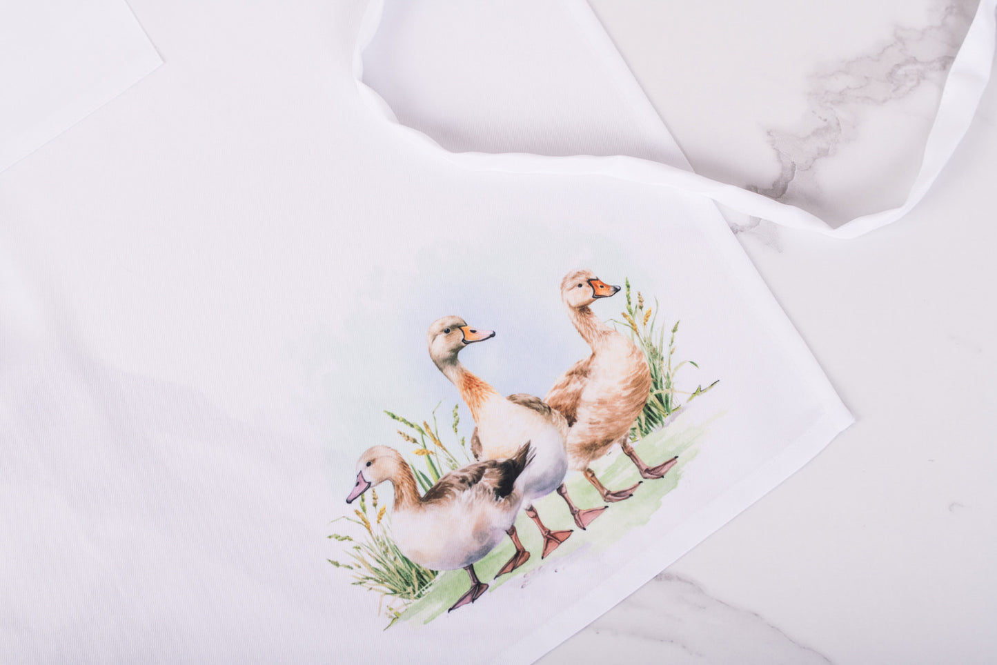 Farm animal kitchen apron with ducksd in bottom corner