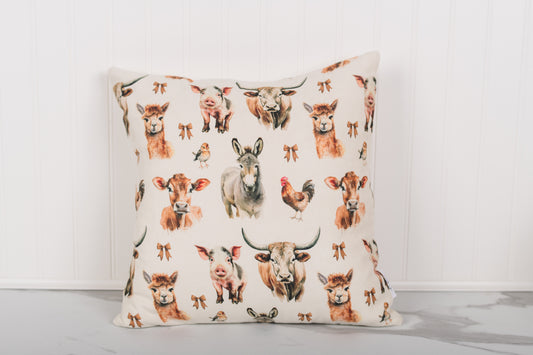 Decorative pillow with animal pattern on a white background