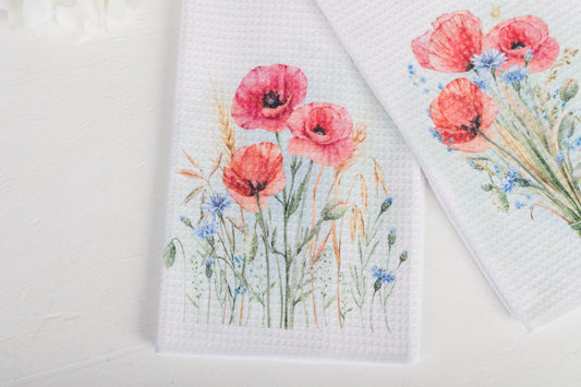 Flower Market Poppy Tea Towels