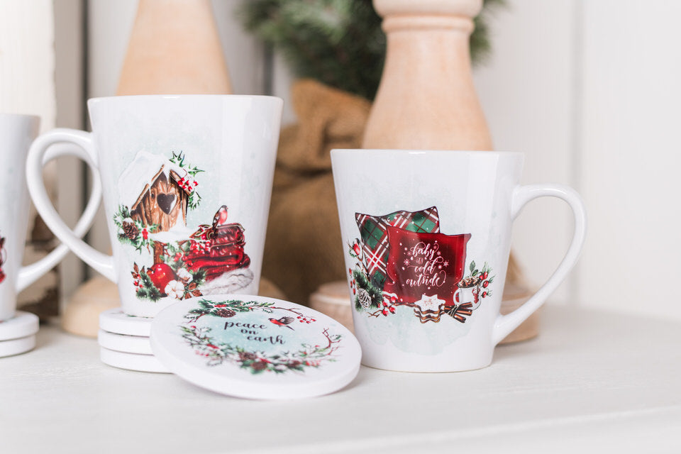 Cozy Christmas Latte Coffee Mugs