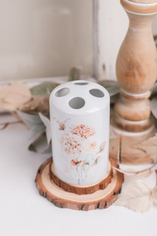 Spicy Floral Bathroom Toothbrush or Makeup Brush Holder