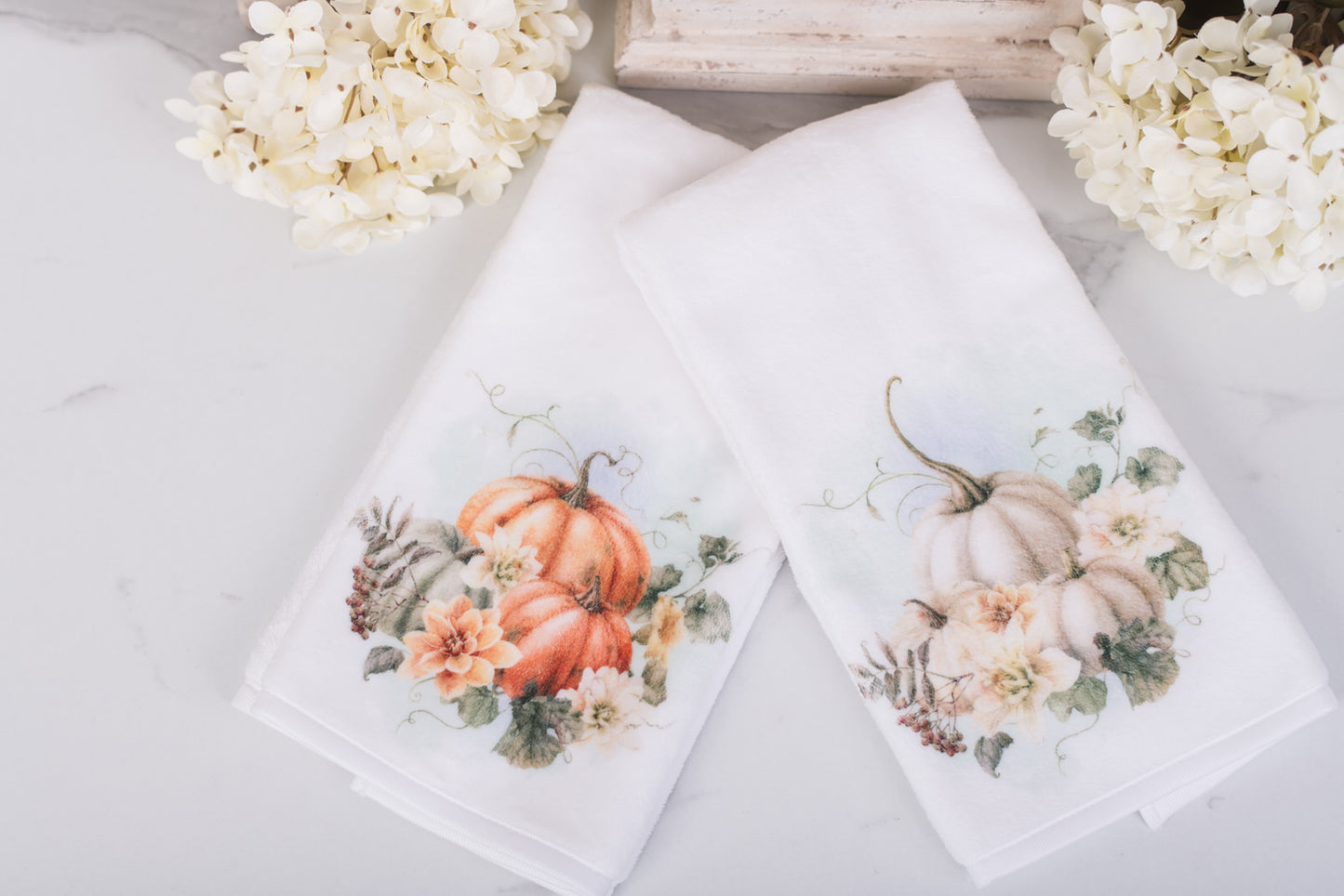 Bathroom hand towels in warm and neutral autumn tones
