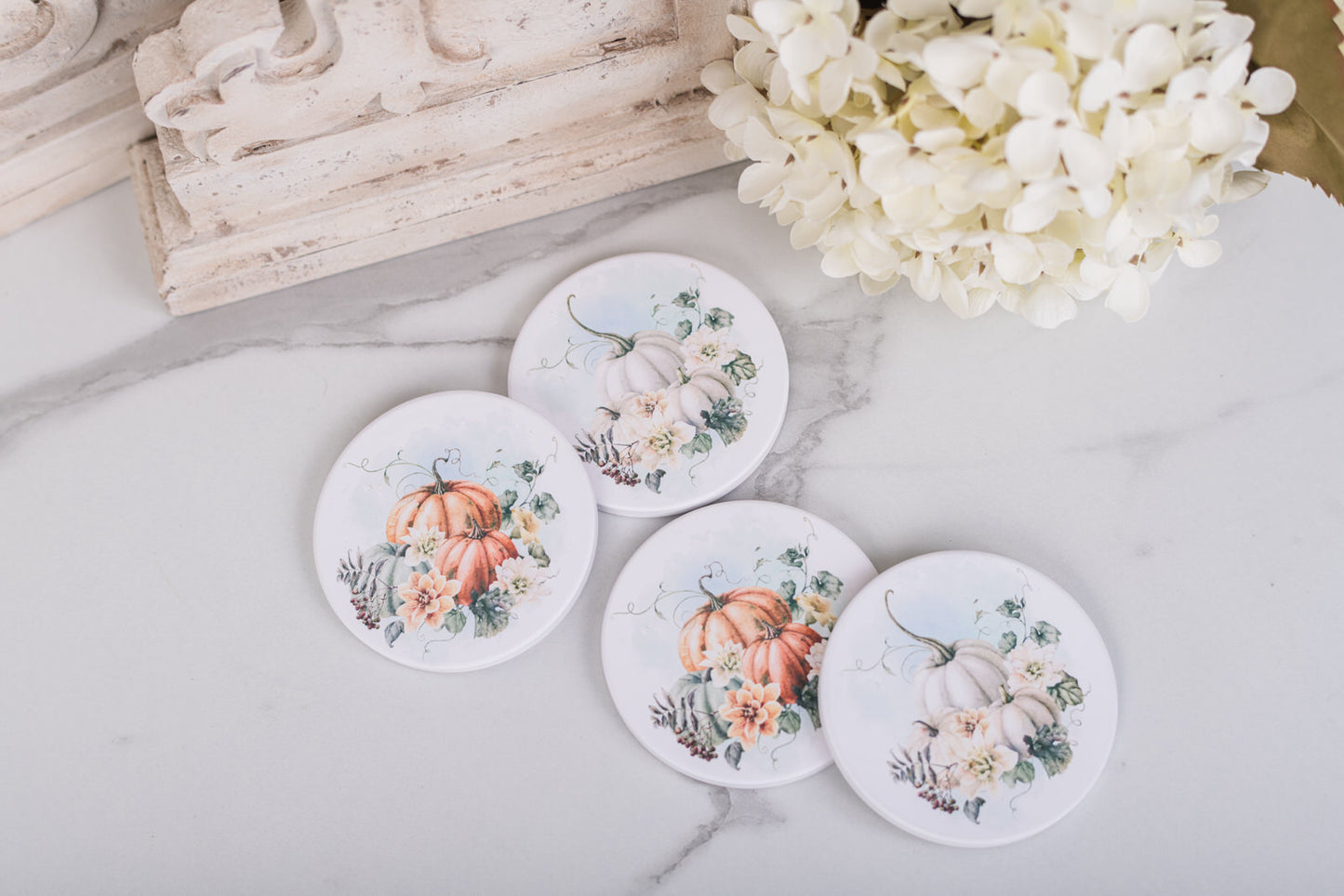 Cottagecore coaster set for fall kitchen