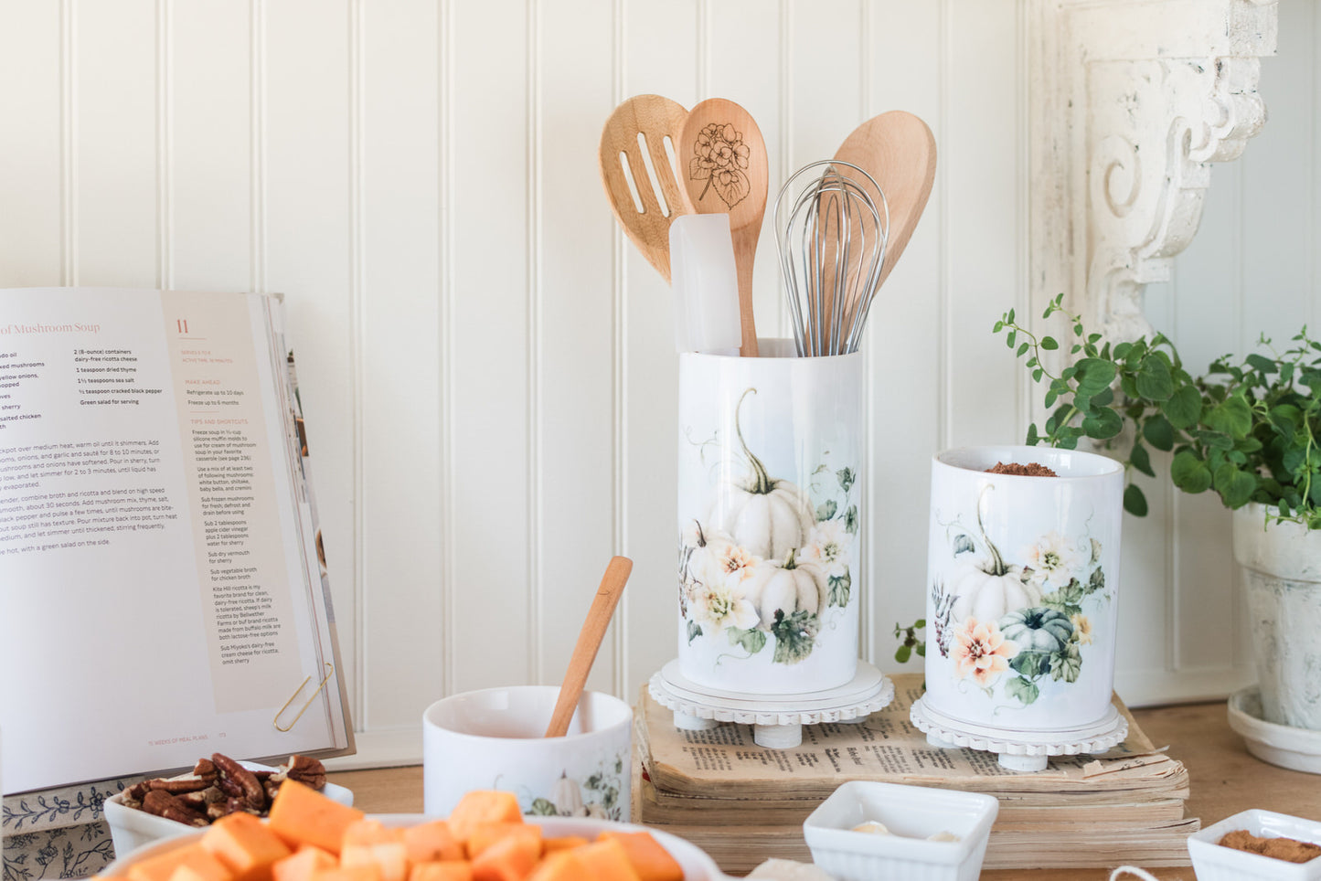 Cozy soft fall kitchen decor with neutral tones