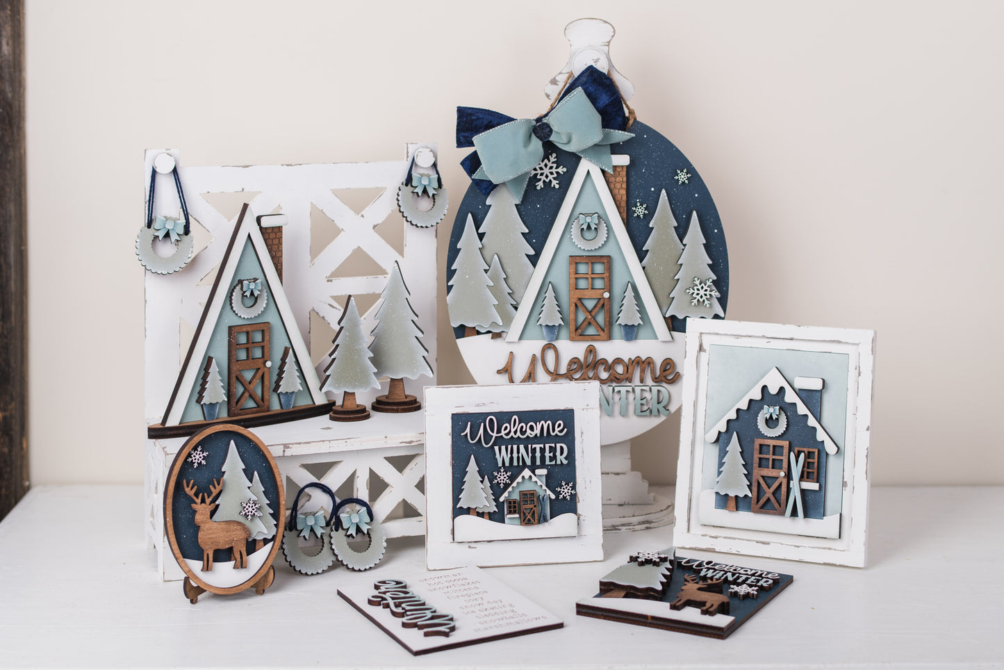 Winter Cabin DIY Tiered Tray Kit