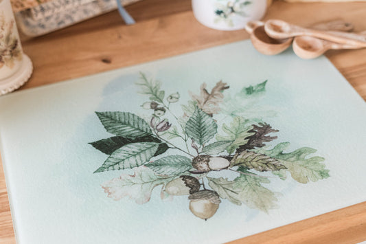 Woodland glass board used as a prep surface