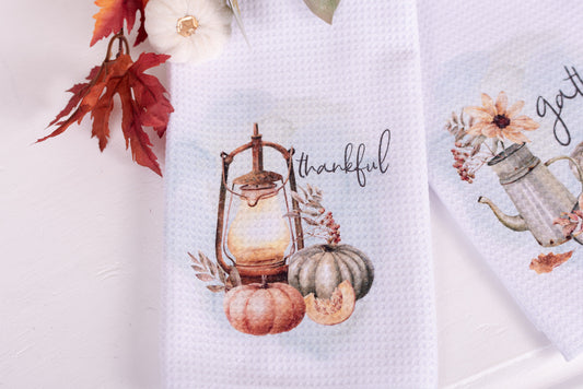 Cozy Autumn Tea Towels - Thankful & Gather