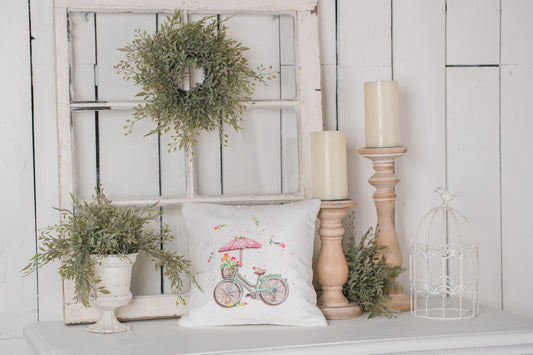 Spring Bike Pillow Cover