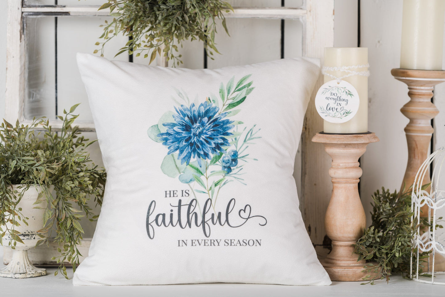 Winterberry "He is Faithful in Every Season" Pillow Cover