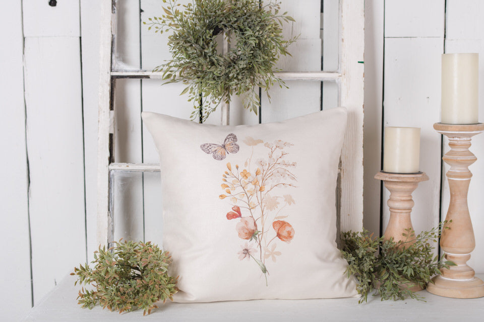 Beige Botanical Pillow Cover #1