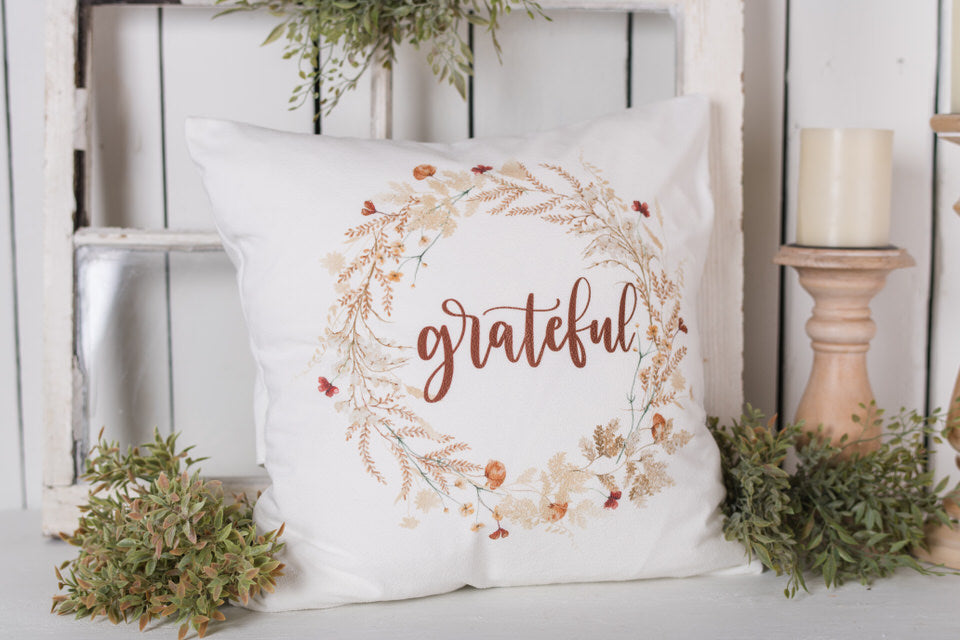 White Botanical Pillow Cover #3