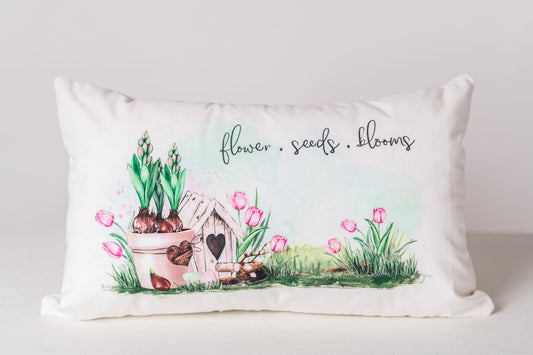 Spring Garden "flowers * seeds * bulbs" Pillow Cover
