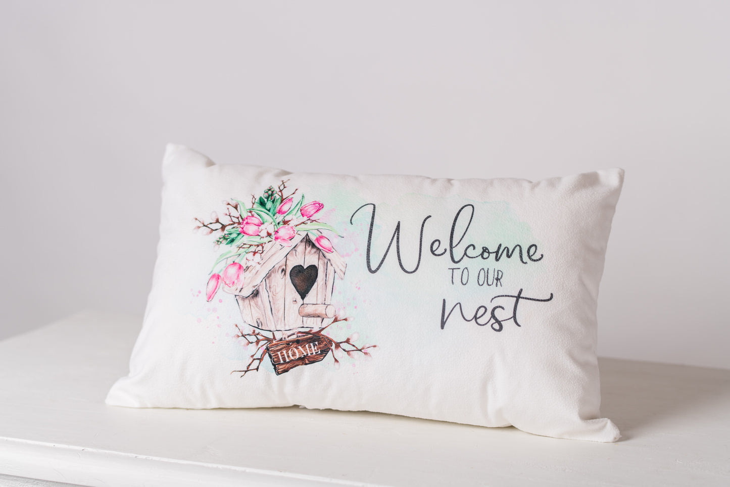Spring Garden "Welcome to our Nest" Pillow Cover