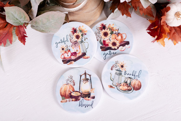 Autumn Thankful Ceramic Coaster