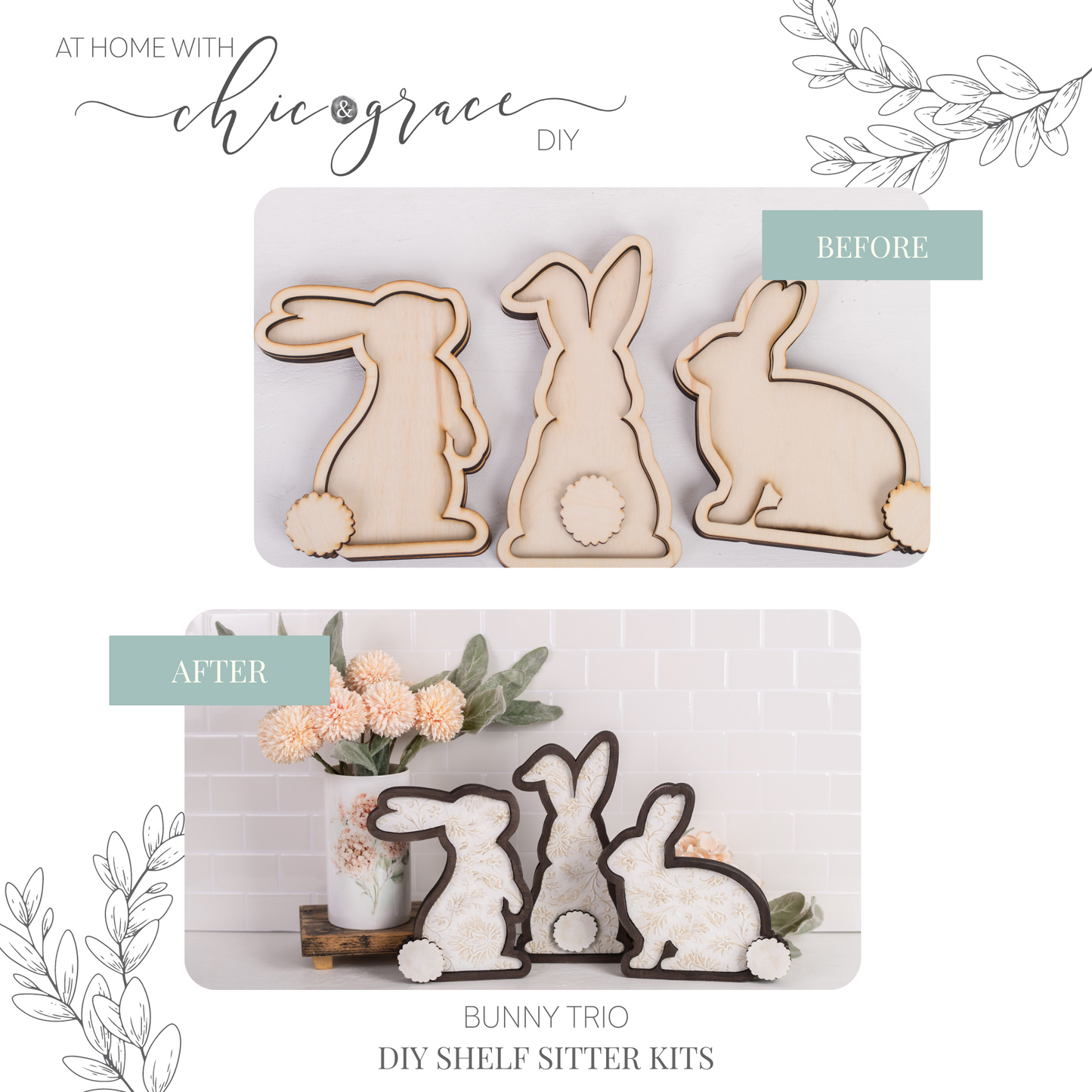 DIY Spring Shelf Sitter Kit - Bunny Trio