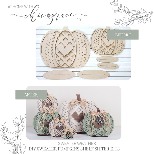 Fall DIY Sweater Pumpkins Shelf Sitter Kit