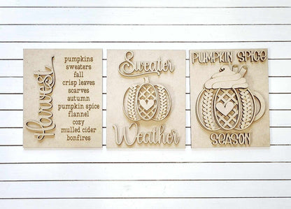 Fall DIY Sweater Pumpkins Sign Trio Kit - Interchangeable