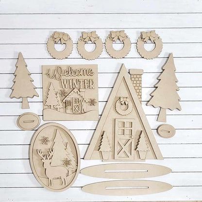 Winter Cabin DIY Tiered Tray Kit