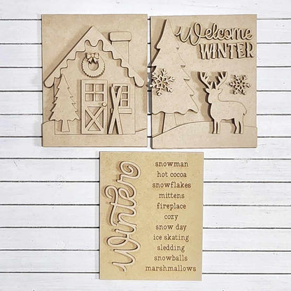 Winter Cabin DIY Sign Trio Kit - Interchangeable