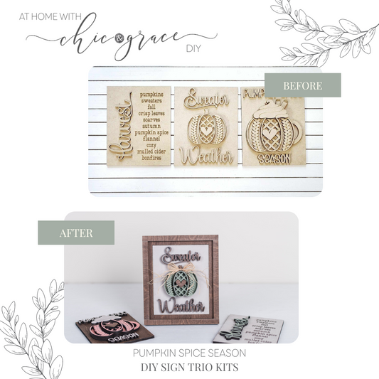 Fall DIY Sweater Pumpkins Sign Trio Kit - Interchangeable