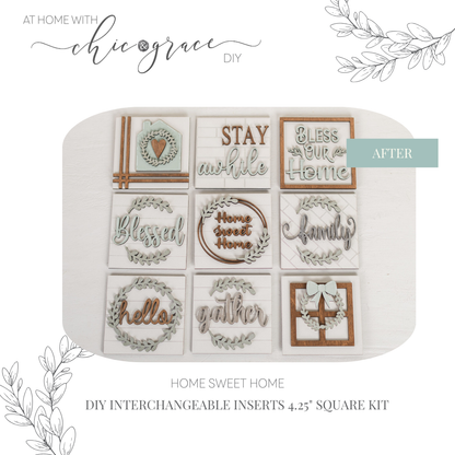 DIY Interchangeable Square 4.25" Kit - Home Sweet Home