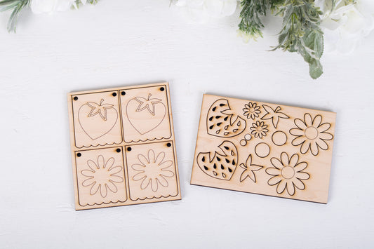 Wooden strawberry banner unfinished DIY kit